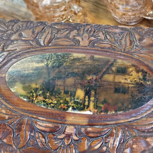 Vintage Wooden Jewelry Box, Carved Hinged Cedar Jewelry Box