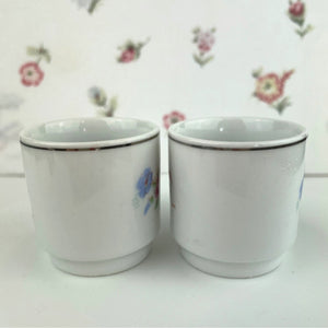 Vintage Tabletops Unlimited Set of 2 - Flat Bottom Floral Demitasse Cups, Vintage Espresso Mugs