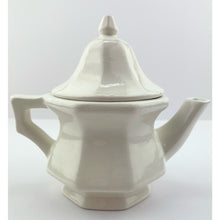 Load image into Gallery viewer, Vtg Avon Teapot Single Serve White Ceramic and Blue Floral Design, Farmhouse Cottage Core Decor