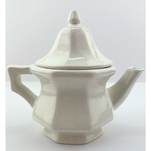 Vtg Avon Teapot Single Serve White Ceramic and Blue Floral Design, Farmhouse Cottage Core Decor