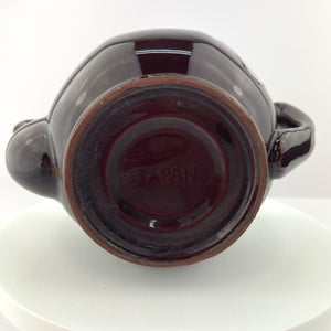 Vtg Brown Drip Glaze Japan Teapot Single Serve Espresso Redware Cottage Pottery