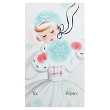 Load image into Gallery viewer, Retro Gift Tag Stickers, Vintage Inspired Girl Christmas Gift To and From Stickers