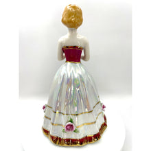 Load image into Gallery viewer, Vintage Porcelain Luster Girl Figurine, Ball Gown with Rose Details