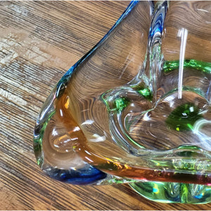 MCM Tricolor Murano Style Glass Cigar Ashtray