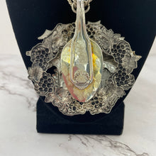 Load image into Gallery viewer, Holiday Statement Necklace Silver Spoon Art Jewelry Christmas Accessory