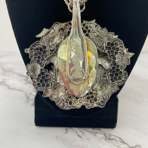 Holiday Statement Necklace Silver Spoon Art Jewelry Christmas Accessory