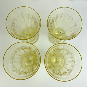 Anchor Hocking Yellow Princess Parfait Footed Depressionware Glasses/Goblets - Set of 4