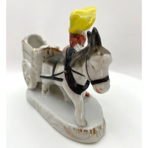 Vintage Mid Century Decorative Toothpick Holder, Lady with Donkey Cart