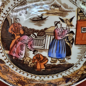 1840's Antique Petrus Regout Maastricht Mongol Huntsman Transferware Bowl