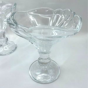 Vintage Rastal Fan Flair Glass Ice Cream Dessert Cups, Set of 2 Fruit Serving Bowls