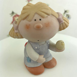 Vintage Bumpkins Girl with a Chick Ceramic Figurine by George Good.