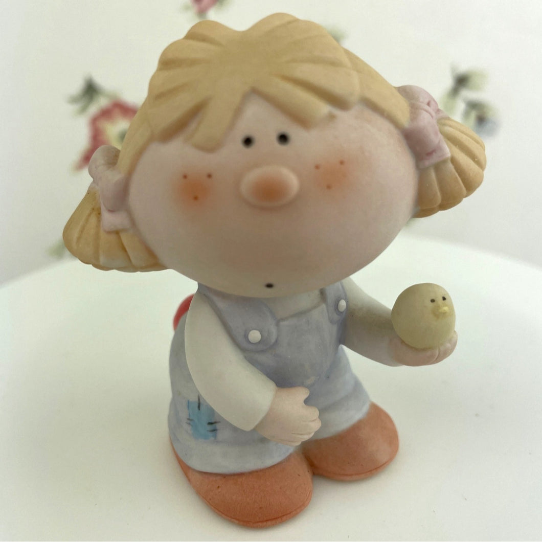 Vintage Bumpkins Girl with a Chick Ceramic Figurine by George Good.