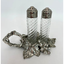 Load image into Gallery viewer, Silver Arthur Court Salt and Pepper Shaker Set with Grape Leaf Design 1990&#39;s