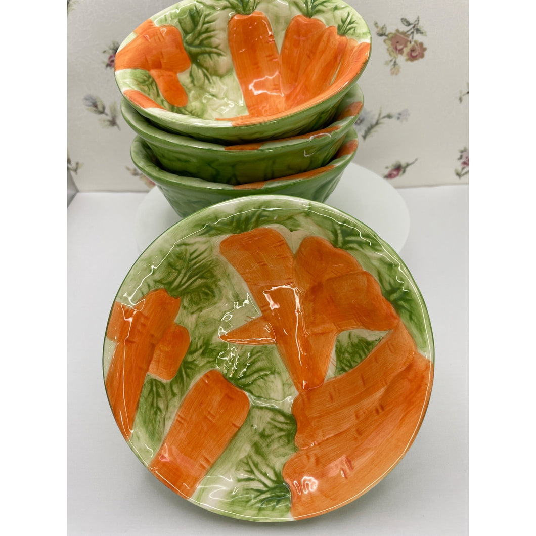Springtime Serving Dessert/Berry Bowls with Carrot Motif, Easter Serving Decor
