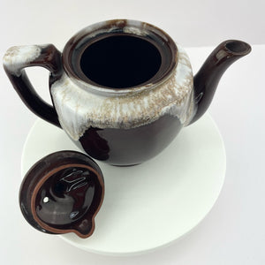 Vtg Brown Drip Glaze Japan Teapot Single Serve Espresso Redware Cottage Pottery