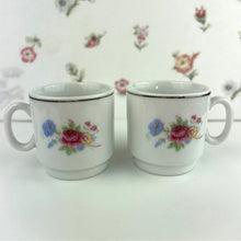 Load image into Gallery viewer, Vintage Tabletops Unlimited Set of 2 - Flat Bottom Floral Demitasse Cups, Vintage Espresso Mugs