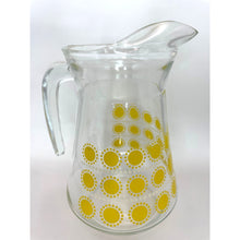 Load image into Gallery viewer, Mid Century 1960/70s Glass Pitcher, Yellow And White Retro Water Jug