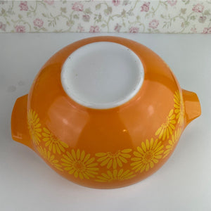 Vintage Pyrex Daisy Cinderella Bowl #444, Orange Handled Mixing Bowl
