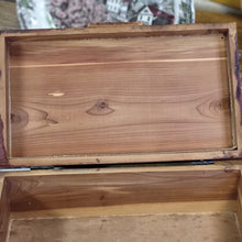 Load image into Gallery viewer, Vintage Wooden Jewelry Box, Carved Hinged Cedar Jewelry Box