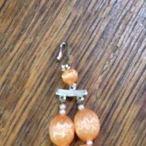Vintage Double Strand Orange and Pink Beaded Retro Necklace