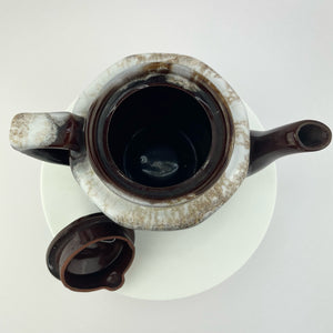 Vtg Brown Drip Glaze Japan Teapot Single Serve Espresso Redware Cottage Pottery