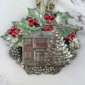 Holiday Statement Necklace Silver Spoon Art Jewelry Christmas Accessory