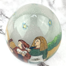 Load image into Gallery viewer, Hand Blown Glass Egg with Stand 1991 SMC in Box Religious Design Li Bien Painted