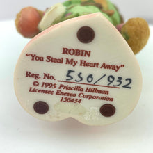 Load image into Gallery viewer, Cherished Teddies Robin You Steal My Heart Away by Enesco 1995 Pricilla Hillman