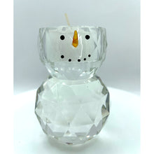 Load image into Gallery viewer, Crystal Snowman Votive Candle Holder with Carrot Nose - Holiday Christmas Decor