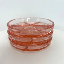 Load image into Gallery viewer, Vintage Handblown Pink Depression Glass Coasters, Set of 3 Pink Glass Trinket Ring Dishes