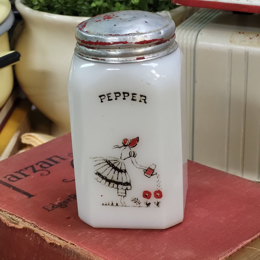 Vintage Mckee Tipp City Pepper Shaker Lady Watering Flowers