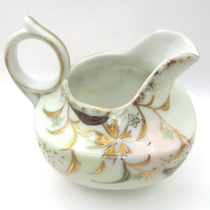 Vintage Nippon Style Moriage Creamer & Sugar Bowl Set Hand Painted Gold Floral