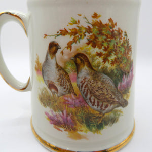 Old Foley James Kent Mug England Ducks Partridge Game Birds Gold Trim Staffordshire