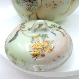Vintage Nippon Style Moriage Creamer & Sugar Bowl Set Hand Painted Gold Floral