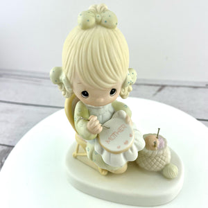 Precious Moments Mother Sew Dear Porcelain Figurine, Enesco Dated 1979