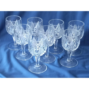 American Brilliant Period Coral Gables Pattern Aperitif Glasses, Set of 8 Cordial Stemware