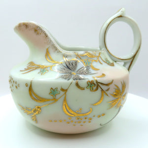 Vintage Nippon Style Moriage Creamer & Sugar Bowl Set Hand Painted Gold Floral