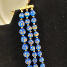Load image into Gallery viewer, Vintage Triple Strand Moonglow Necklace - Elegant Retro Pearlescent Beaded Statement Jewelry