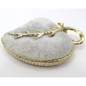 Vtg Velvet Heart Hat Pin Cushion Gold Trim Vanity Decor Romantic Boudoir Display
