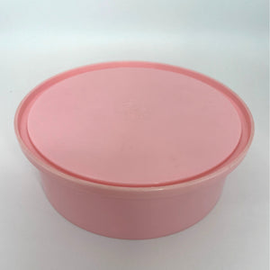 Vintage Celebrity Inc. Pink Crystal Cut Acrylic Round Powder Box