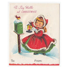 Load image into Gallery viewer, Retro Gift Tag Stickers, Vintage Inspired Little Girl Christmas Gift To and From Stickers