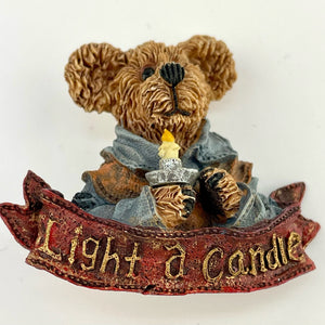 Boyds Bears Bearwear Pin, Chandler Light a Candle Brooch, Boyds Wearable Bears