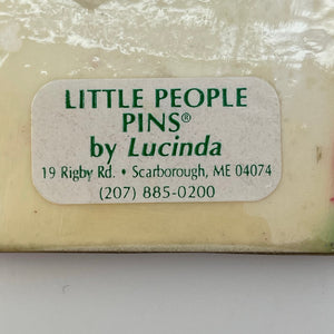 Vintage Little People Pins by Lucinda Kids Sledding Handcrafted Jewelry Brooch