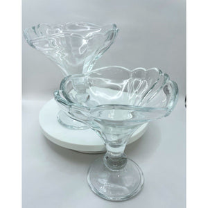 Vintage Rastal Fan Flair Glass Ice Cream Dessert Cups, Set of 2 Fruit Serving Bowls