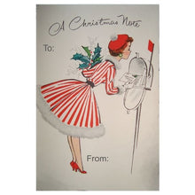 Load image into Gallery viewer, Retro Gift Tag Stickers, Vintage Inspired Little Girl Christmas Gift To and From Stickers