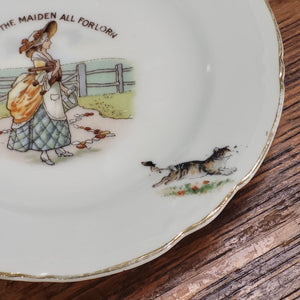Antique Saucer "The Maiden All Forlorn." Hand Painted Transfer