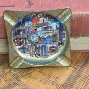 Vintage New Orleans Souvenir Tin Ashtray, Artist Ken Haag