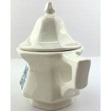 Load image into Gallery viewer, Vtg Avon Teapot Single Serve White Ceramic and Blue Floral Design, Farmhouse Cottage Core Decor