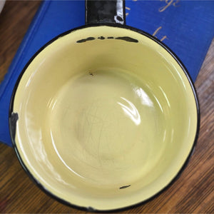 Vintage Yellow & Black Small Enamelware Saucepan