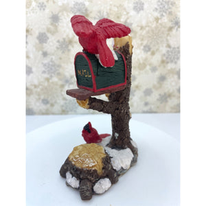 Winter Mailbox Figurine with Cardinals - Polystone Christmas Decoration, Holiday Decor
